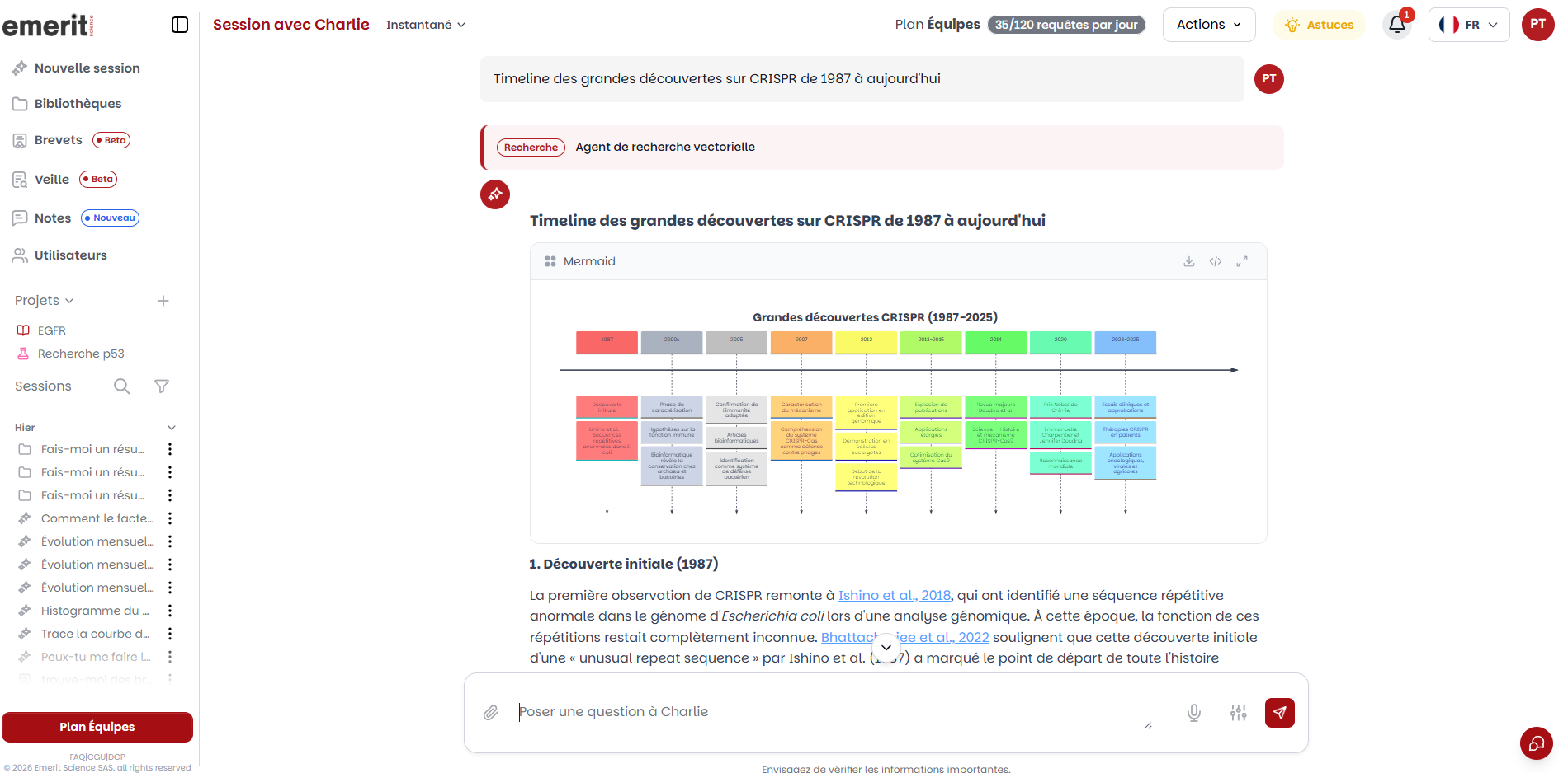 Exemple de prompt et de diagramme Mermaid généré par Charlie
